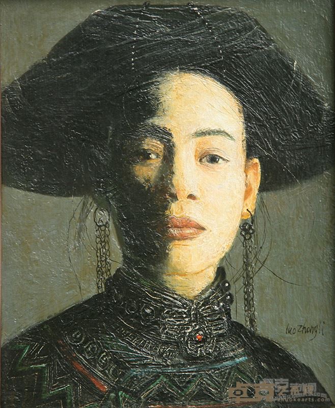 罗中立 四川彝族少女 25×20cm 木板油画 1988