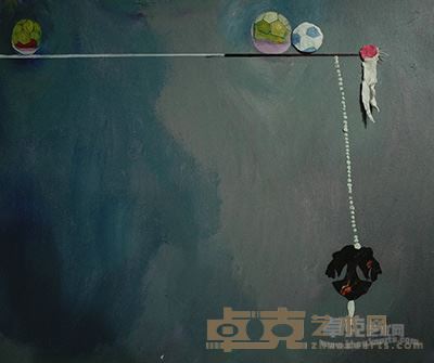 郑田明《足球和鸡蛋》布面丙烯综合材料 2015 尺寸可变
