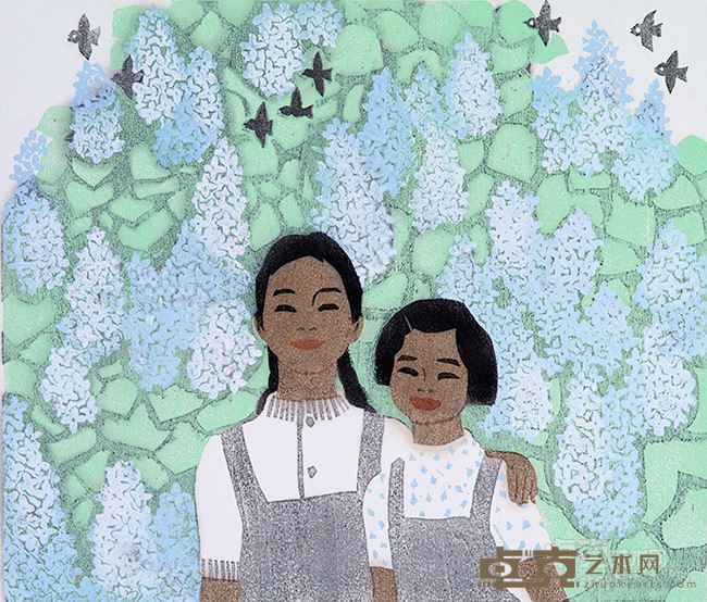 紫丁香花的回忆1982年-版画-34×37cm