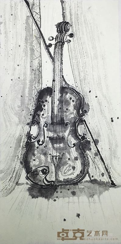 提琴登场  69x34cm  纸本水墨  2016  王玥琳
