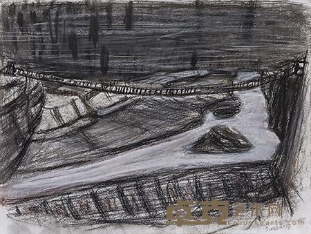 段正渠 讨赖河吊桥 纸本水彩 32x41cm 2014