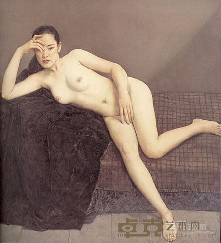 杨飞云 黑色金丝绒 120x120cm 布面油画 1992