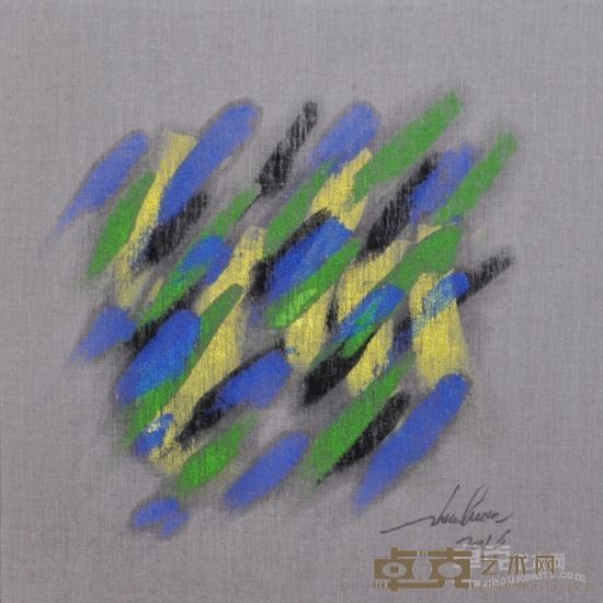 周全 蓝色绿色与黄色灰色 60x60cm 综合材料 2016