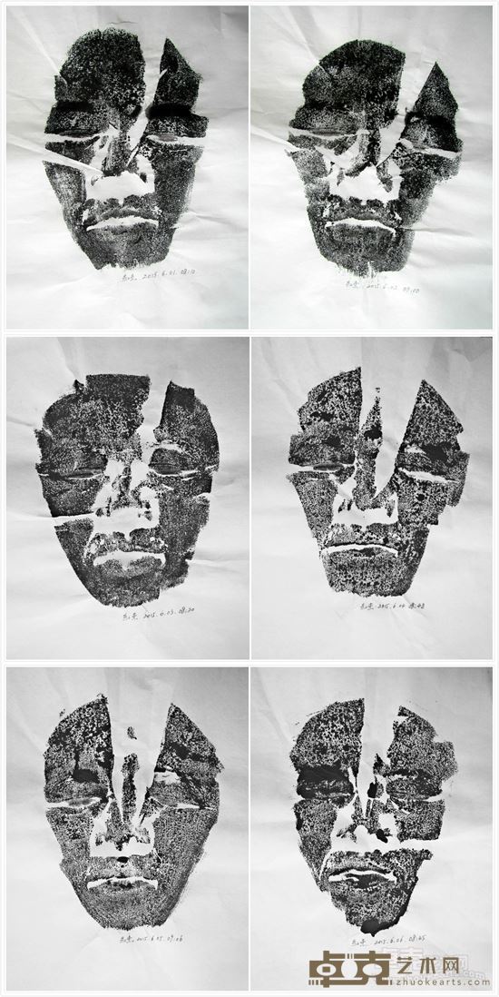 郭红杰 脸印 2015.6.1--6.6 70×120cm 宣纸、墨 2015