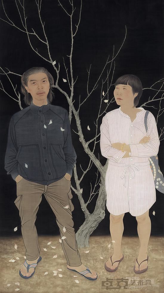 冯士坤《消失的记忆1》绢本设色 200cmx110cm 2012