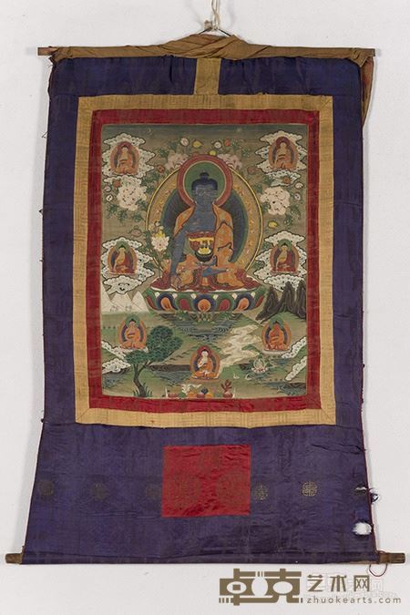 八大药师佛金绘唐卡 1720年