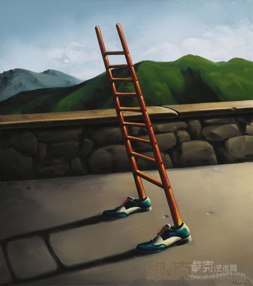 穿鞋子的梯子 100x90cm 2014.10.22 布面油画