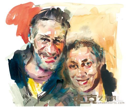 林文 《新婚夫妇》 27×33cm （水彩）