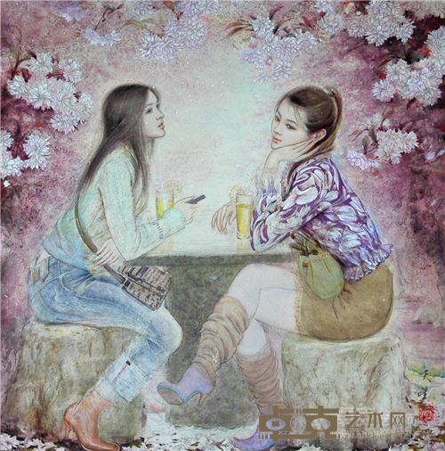 刘天生 《春天的柠檬茶》 80×80cm （国画）