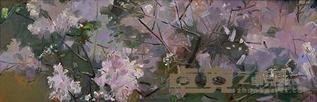 丁香花(之三）.油画30X90c