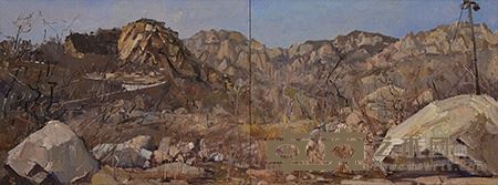 北国初春.油画60X160cm