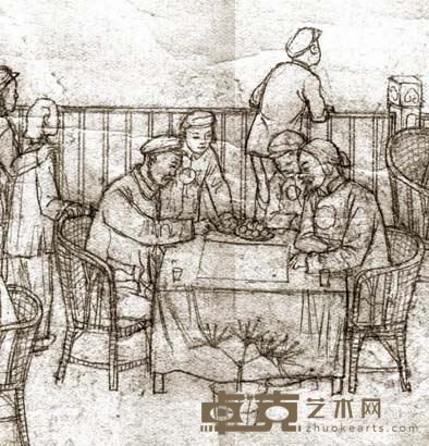 《工农劳模北海游园大会》草图局部2