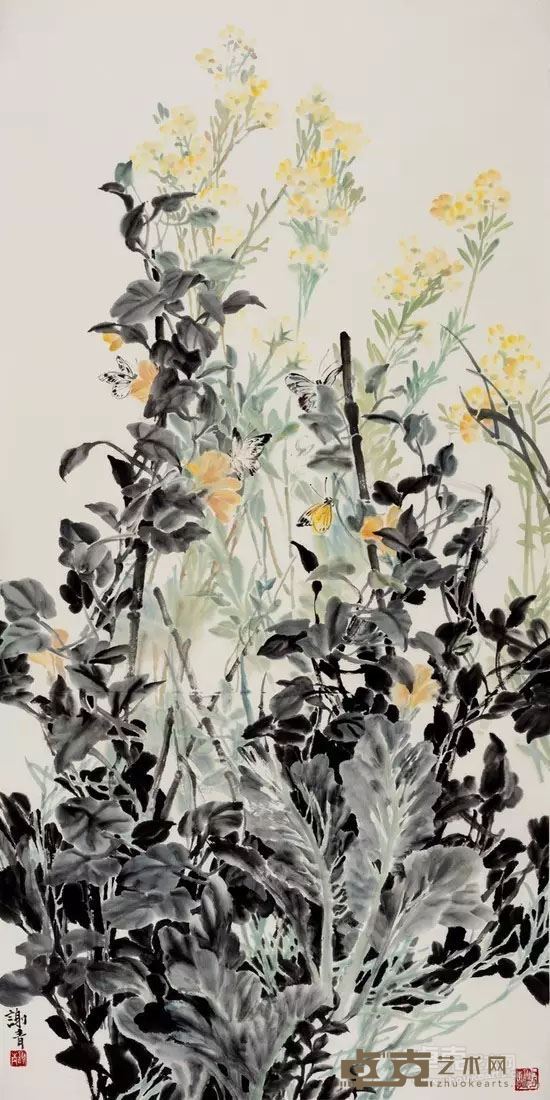 罗梭江畔的家园 纸本水墨 68cm×136cm