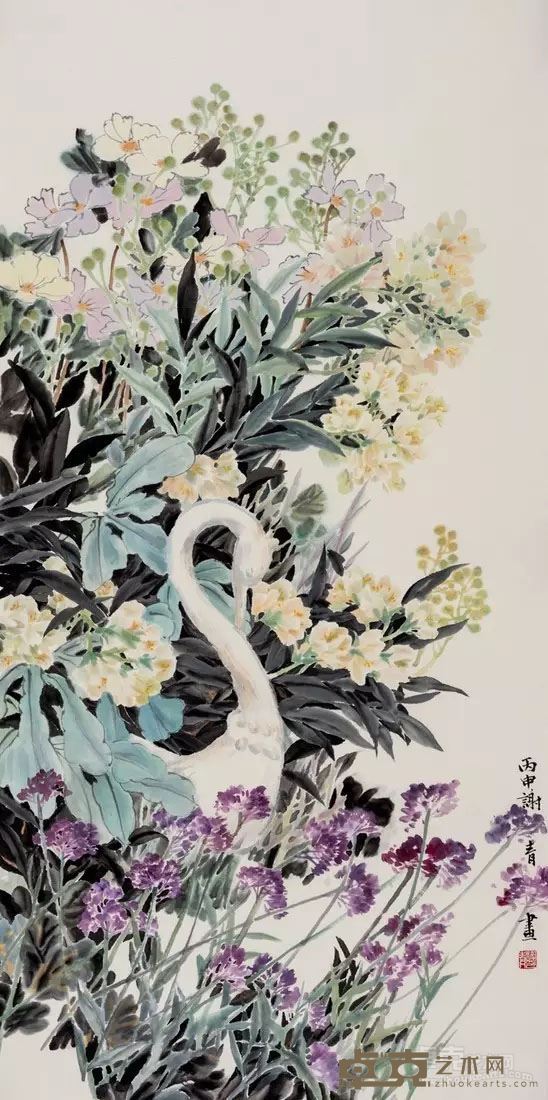 天鹅公主 纸本水墨 68cm×136cm