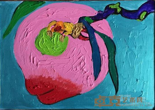 娄申义《醉桃》30x40cm 布面马克笔丙烯 2016年