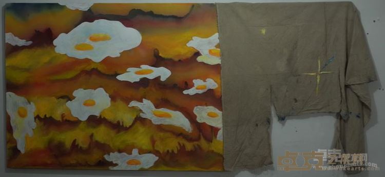 郑田明《荷包蛋》 250x120cm 布面丙烯 2015年