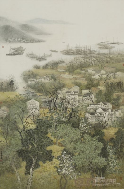 陈危冰《渔港春色》2014年入选第十二届全国美术作品展145cm×220cm