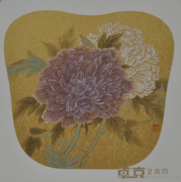 《国色拥翠》(日本镜片)37X37CM