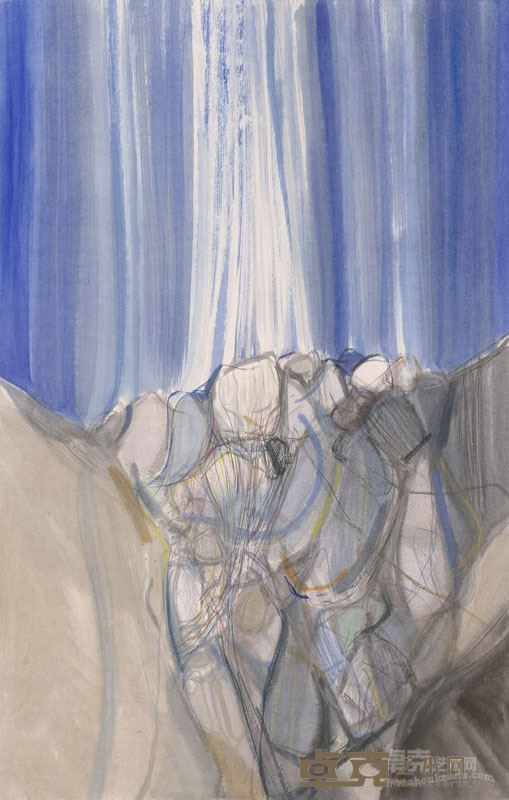 党震《 荒石系列——24号》 纸本设色 127×81.6cm 2015年
