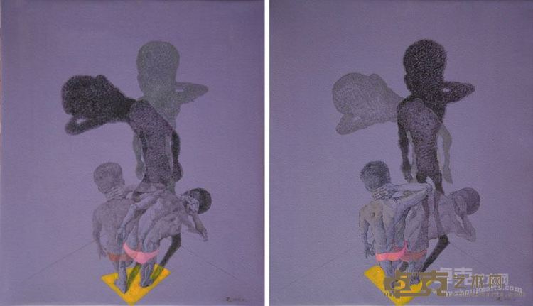 钟山 《拧巴》 70×60cm×2pcs 布面油画 2010年
