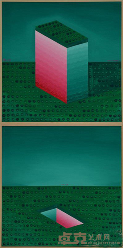 俸正杰 空间系列-笔画 布面油画 66×66×2cm  2015