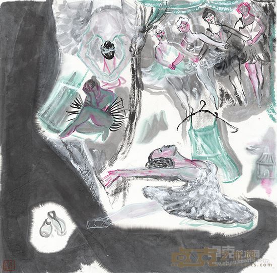 马米娜《舞系列一》68x68cm纸本设色 2016年