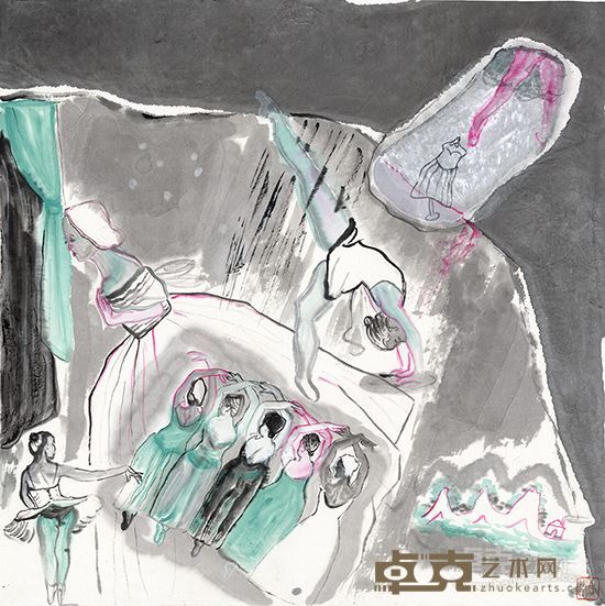 马米娜《舞系列三》68x68cm纸本设色 2016年