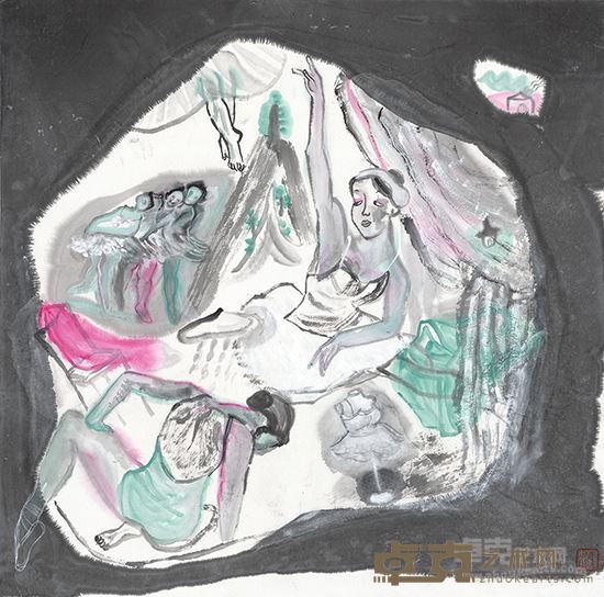 马米娜《舞系列二》68x68cm纸本设色 2016年