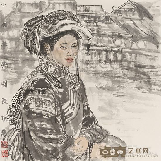 陈聪 《小楼迷影图》69cm×68cm 2014