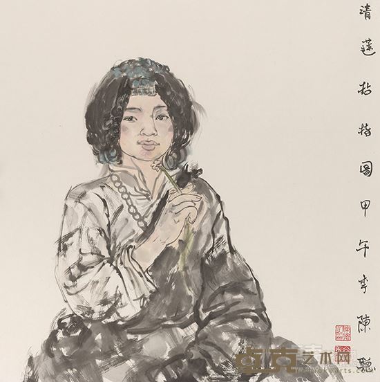 陈聪 《清莲拈指图》138cm×69cm 2014