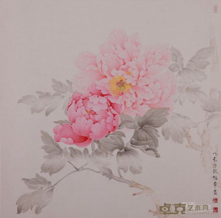 《昌》纸本设色 工笔重彩 66x66cm