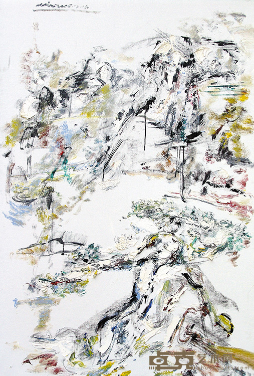 李晓晖 左山右水· 向黑伯龙先生致敬（2013）·100x150CM ·水墨丙烯综合材质