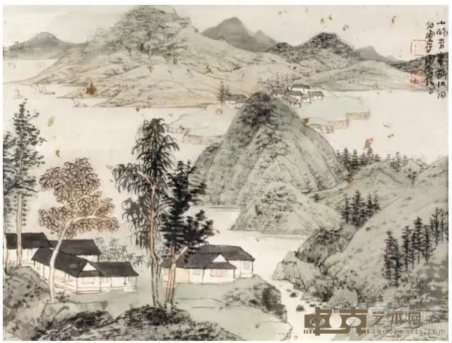 《山临青寨》 周逸范 中国画 45cm×34cm