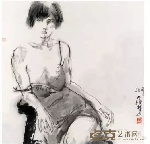 《少女》 张培楚 水墨 68cm×68cm