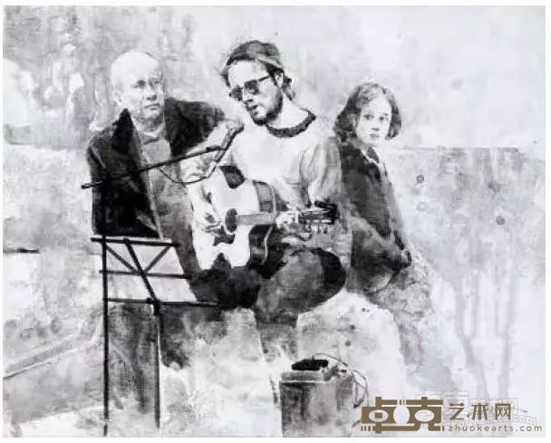 《流浪歌手》 张达兴 水墨 50cm×40cm