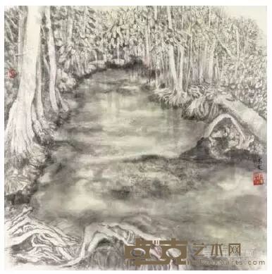 《春回》 陆志文 水墨 50cm×50cm