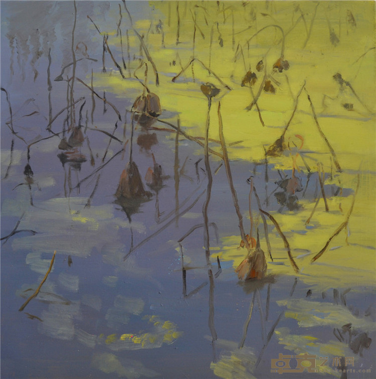 冬日荷塘60x60布面油画2013