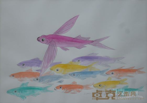 《飞鱼草图》42x29.5cm纸本丙烯2010张玉瀛