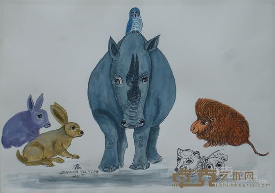 《七个动物的草图》42x29.5cm纸本丙烯2010张玉瀛