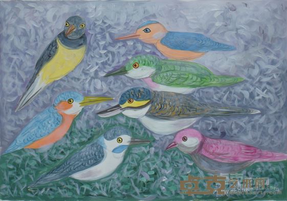 《七只鸟的草图》42x29.5cm纸本丙烯2012张玉瀛