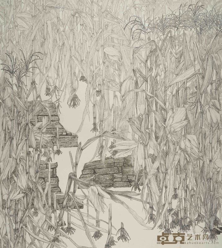 万缕秋瑟 纸本水墨 180x200cm 2016