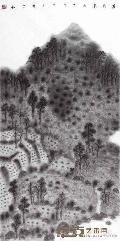 暮色南山  136×68 cm 纸本水墨 2014