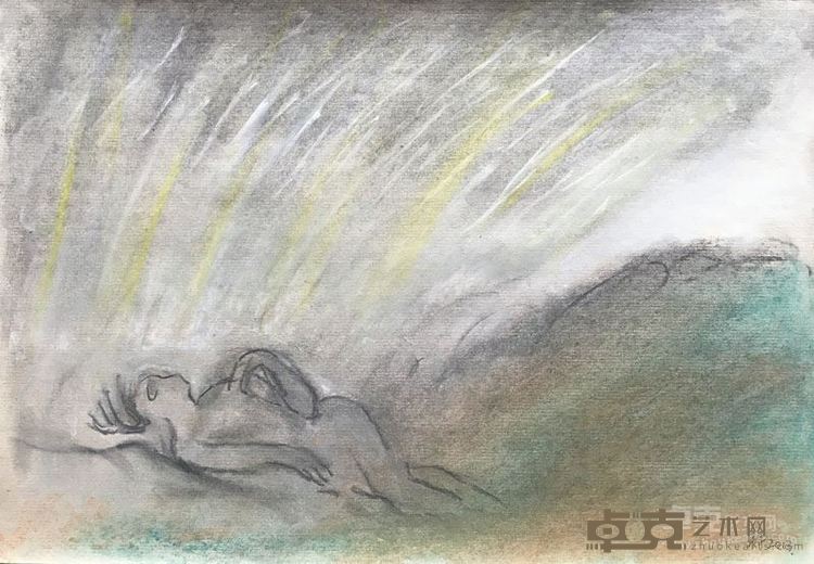 《好大的流星雨》34.5cmx50cm 纸本炭笔 2013年