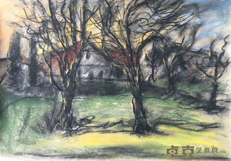 《花园景色》之一 34.5cmX50cm 纸本炭笔 2014年