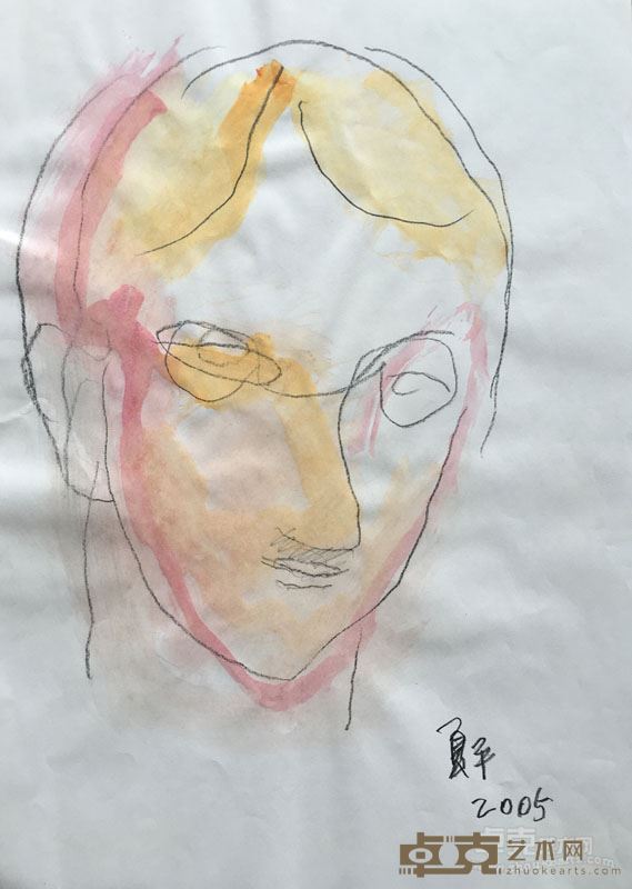 《医院人物写生》之四 纸本铅笔水彩 29cmX21cm 2005年