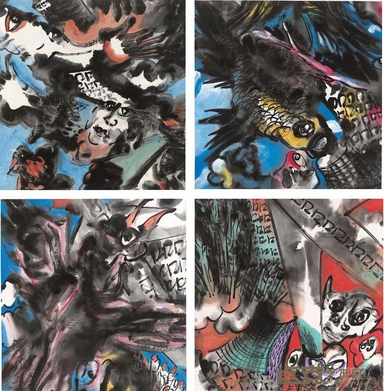 娄濛 尊生系列·高级世界之一 彩墨纸本 57cm×57cm×4 2016年