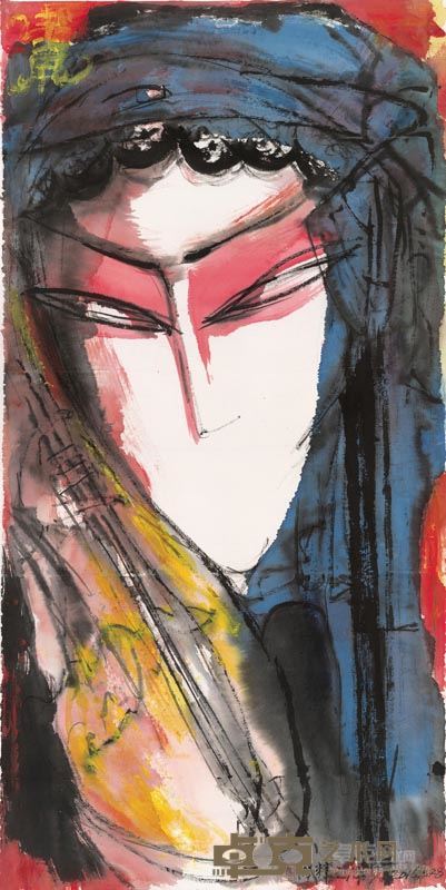 喻潇芳 国粹之十八 彩墨纸本 136cm×68cm 2016年
