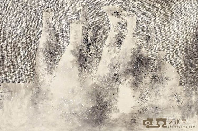 张卫  向莫兰迪致敬之2  水墨纸本  44cm×65cm  2014年