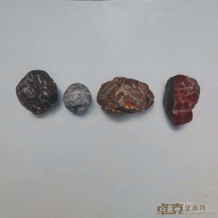 捡石 布面油画 张为之, 50x50cm 2015
