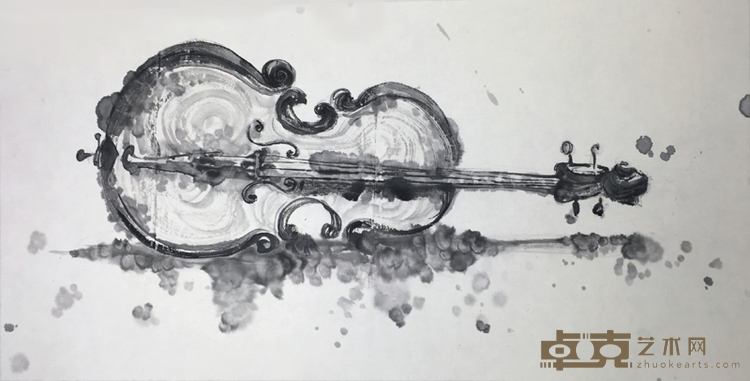 提琴睡了34x69cm  纸本水墨  2016  王玥琳